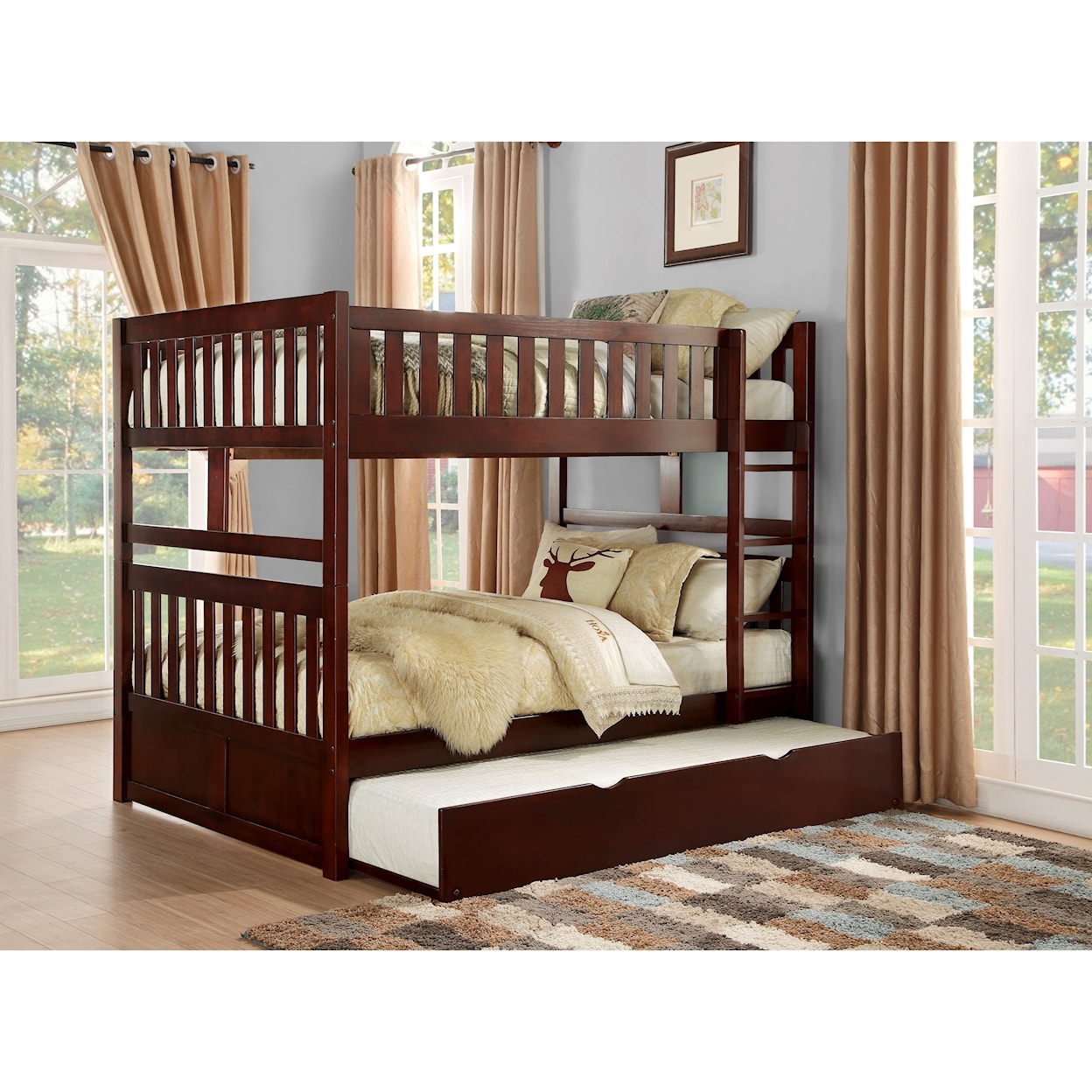 Homelegance Rowe Full Over Full Trundle Bunk Bed