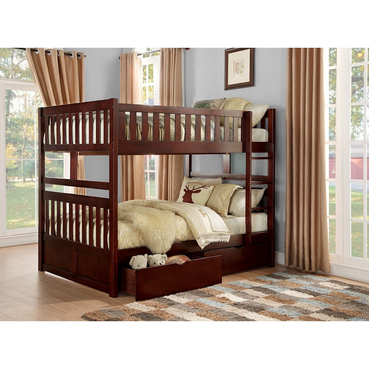 Homelegance Rowe Full Over Full Storage Bunk Bed