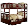 Home Style Cherry Full Over Full Storage Bunk Bed