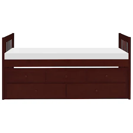 Casual Twin Captain's Bed with Trundle and Storage Drawers