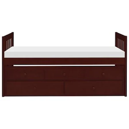 Casual Twin Captain's Bed with Trundle and Storage Drawers