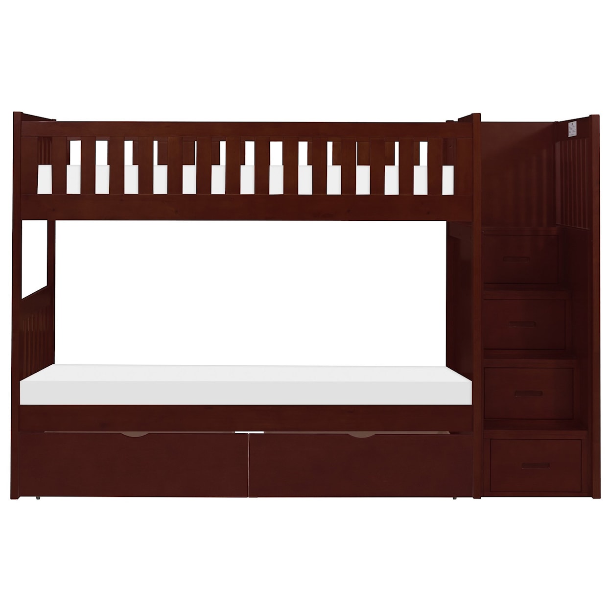 Homelegance Rowe Twin Over Twin Storage Bunk Bed