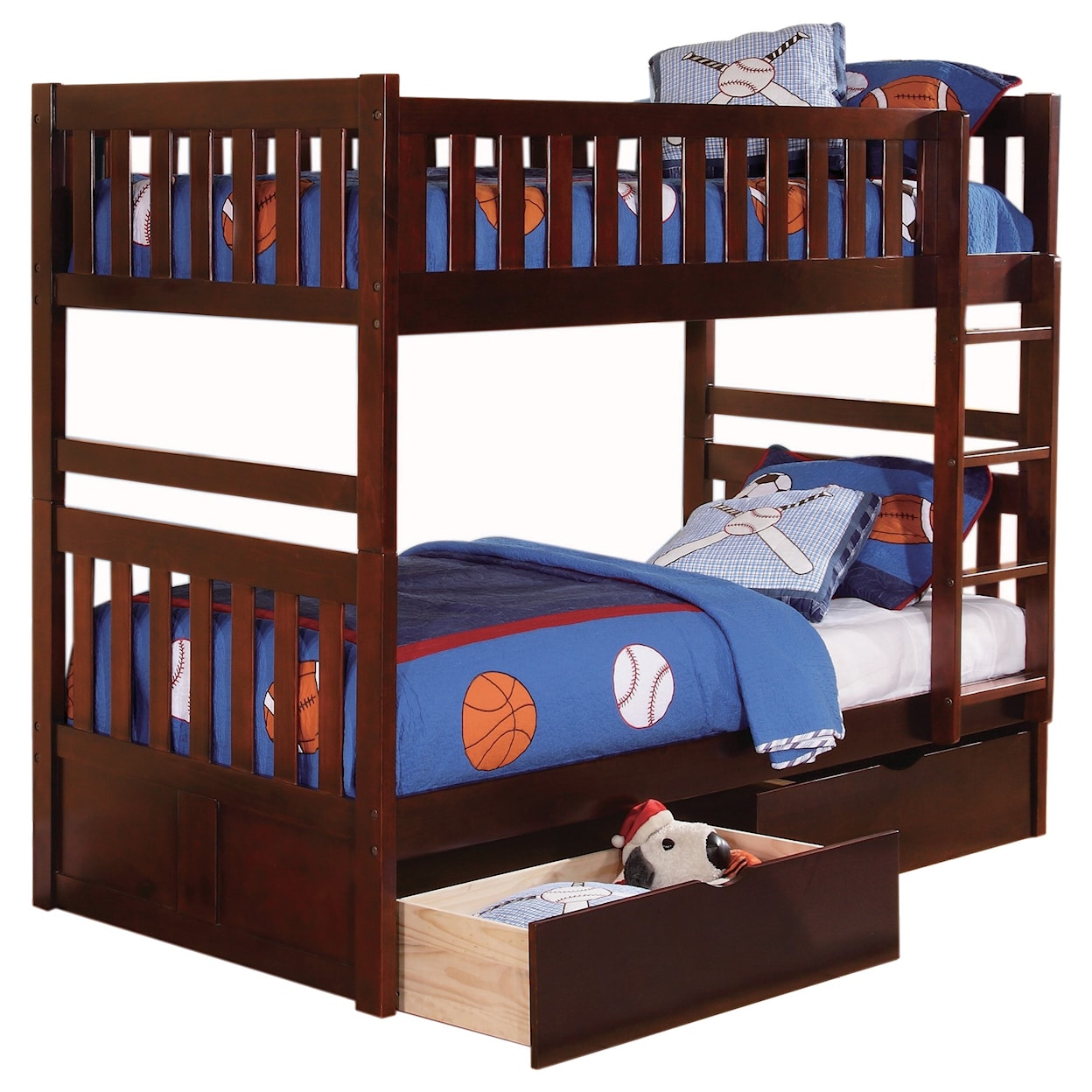 Homelegance Rowe Twin Over Twin Storage Bunk Bed