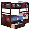 Home Style Cherry Twin Over Twin Storage Bunk Bed