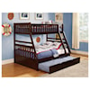 Home Style Cherry Twin Over Full Trundle Bunk Bed