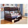 Home Style Cherry Twin Over Full Storage Bunk Bed