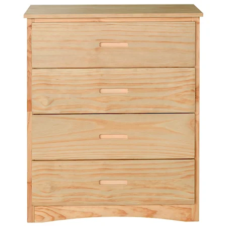 Contemporary 4-Drawer Bedroom Chest with Cutout Handles