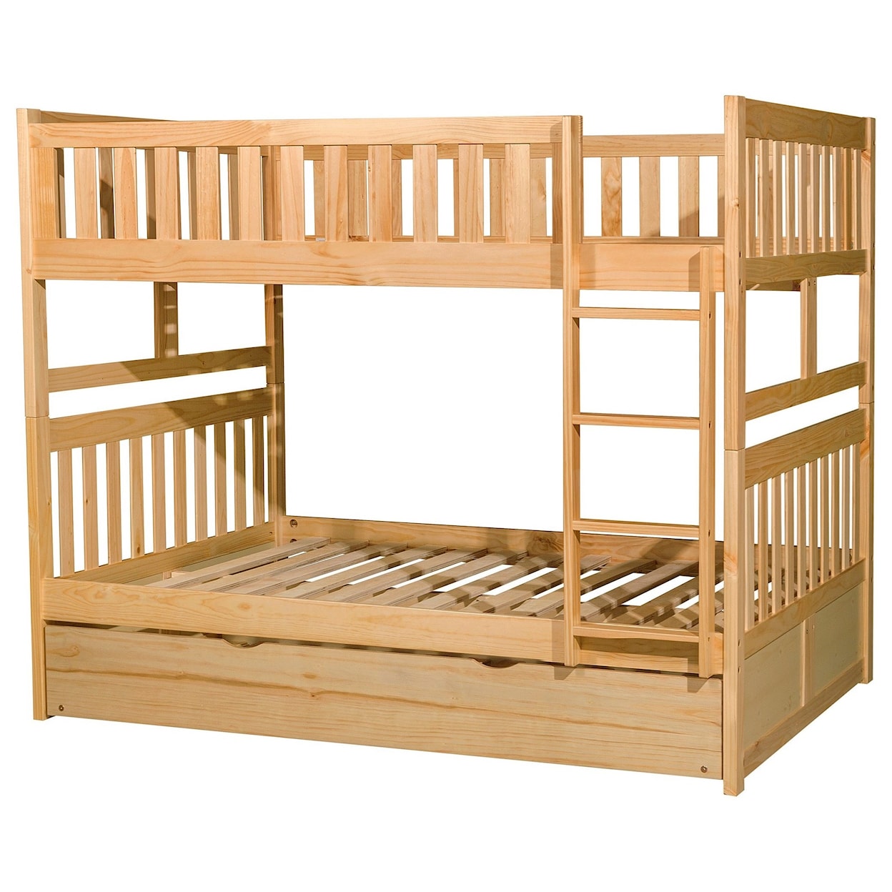 Home Style Natural Full Over Full Trundle Bunk Bed