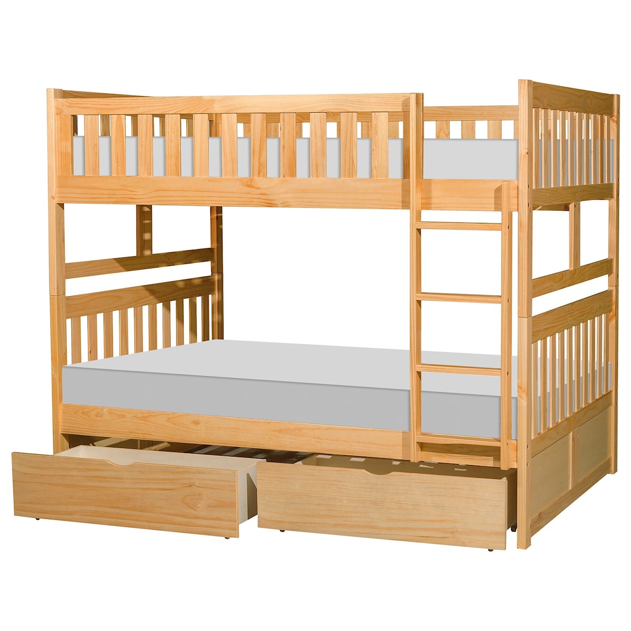 Home Style Natural Full Over Full Storage Bunk Bed