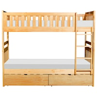 Casual Twin Over Twin Bunk Bed with Storage Drawers