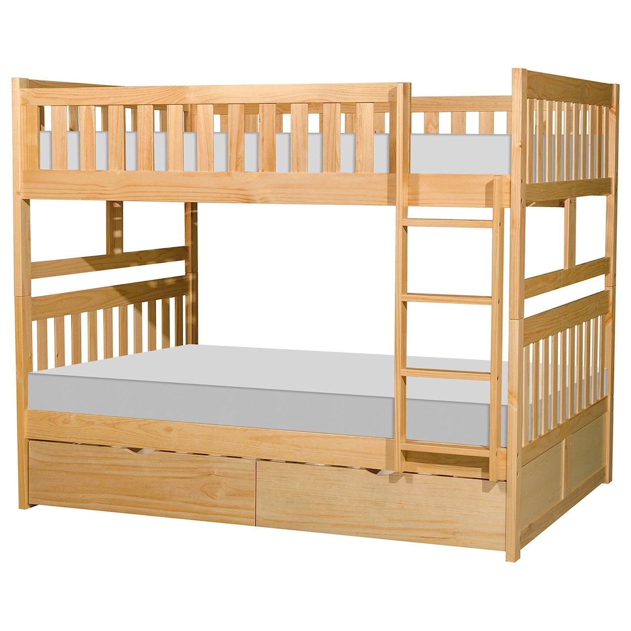 Home Style Natural Full Over Full Storage Bunk Bed