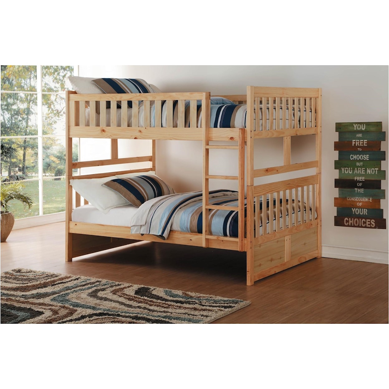 Home Style Natural Full over Full Bunk Bed