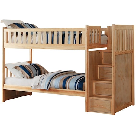 Twin Over Twin Bunk Bed w/ Stair Storage