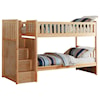 Home Style Natural Twin Over Twin Bunk Bed w/ Stair Storage
