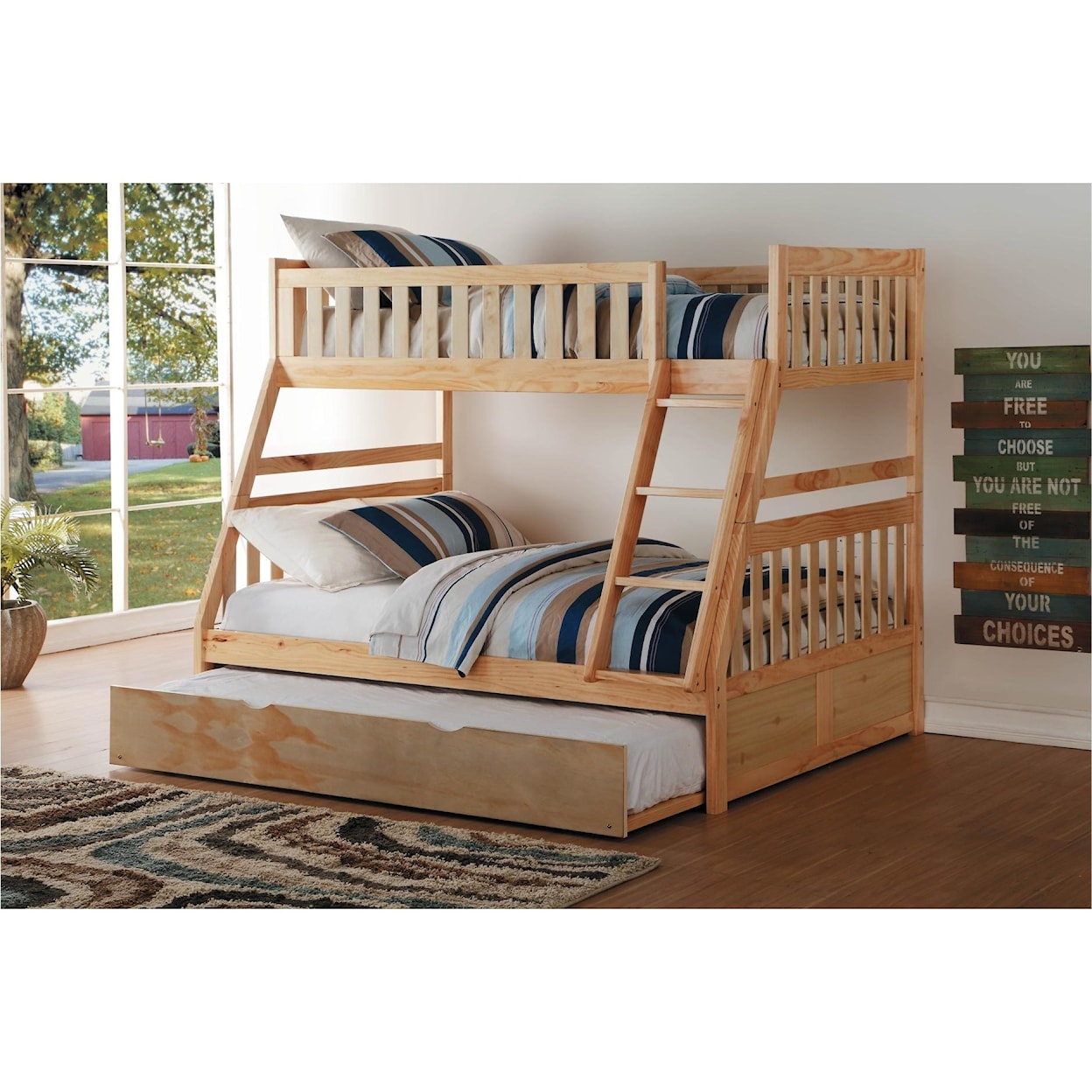 Homelegance Bartly Twin Over Full Trundle Bunk Bed