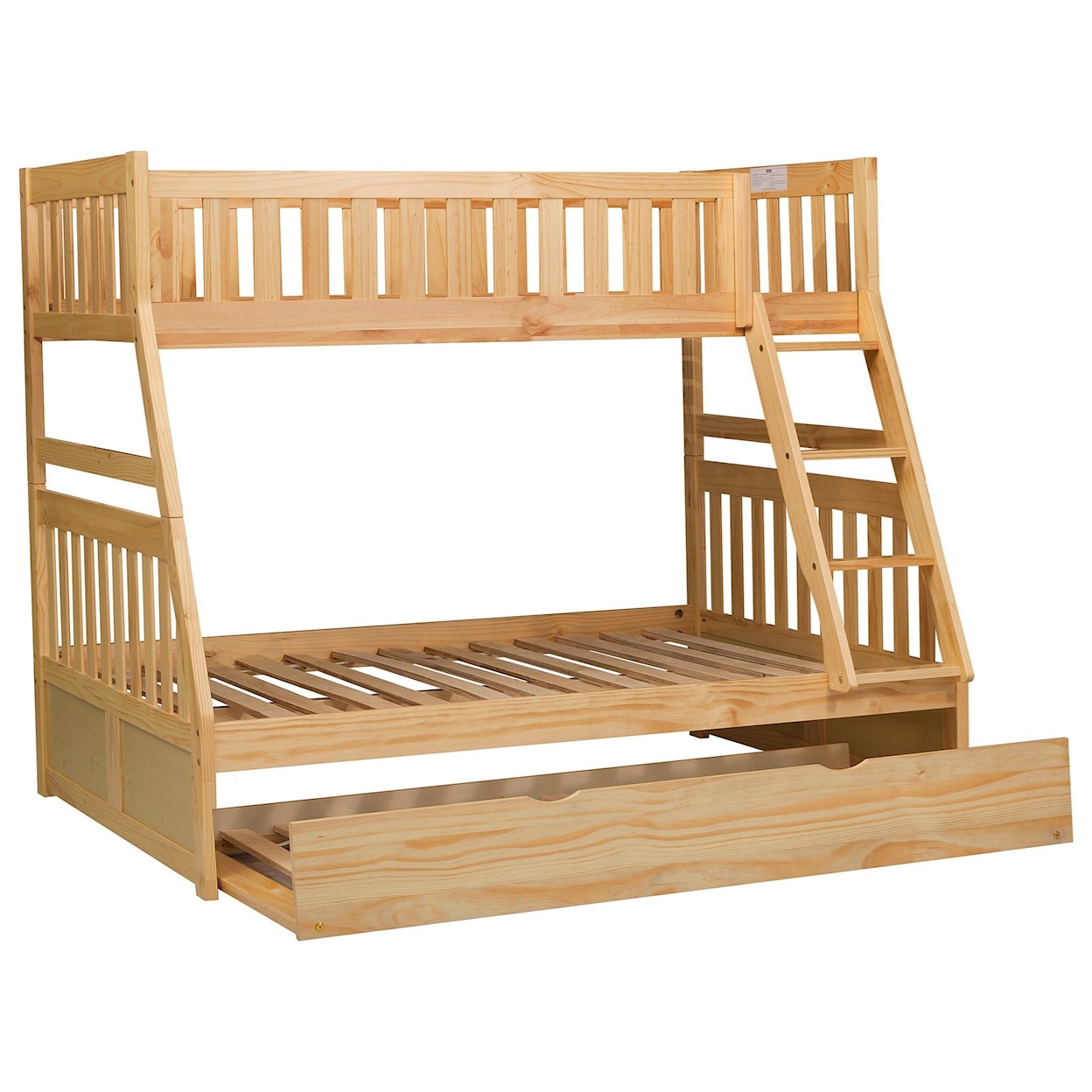 Home Style Natural Twin Over Full Trundle Bunk Bed