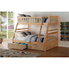 Home Style Natural Twin Over Full Storage Bunk Bed