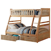 Casual Twin Over Full Bunk Bed with Storage Drawers