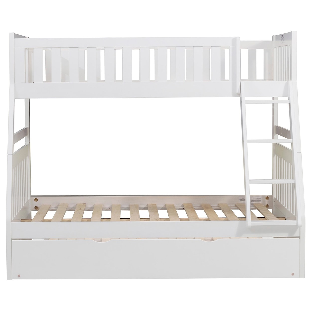 Home Style White Twin Over Full Trundle Bunk Bed