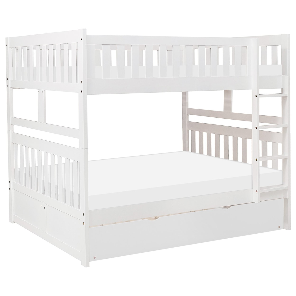 Home Style White Full Over Full Trundle Bunk Bed