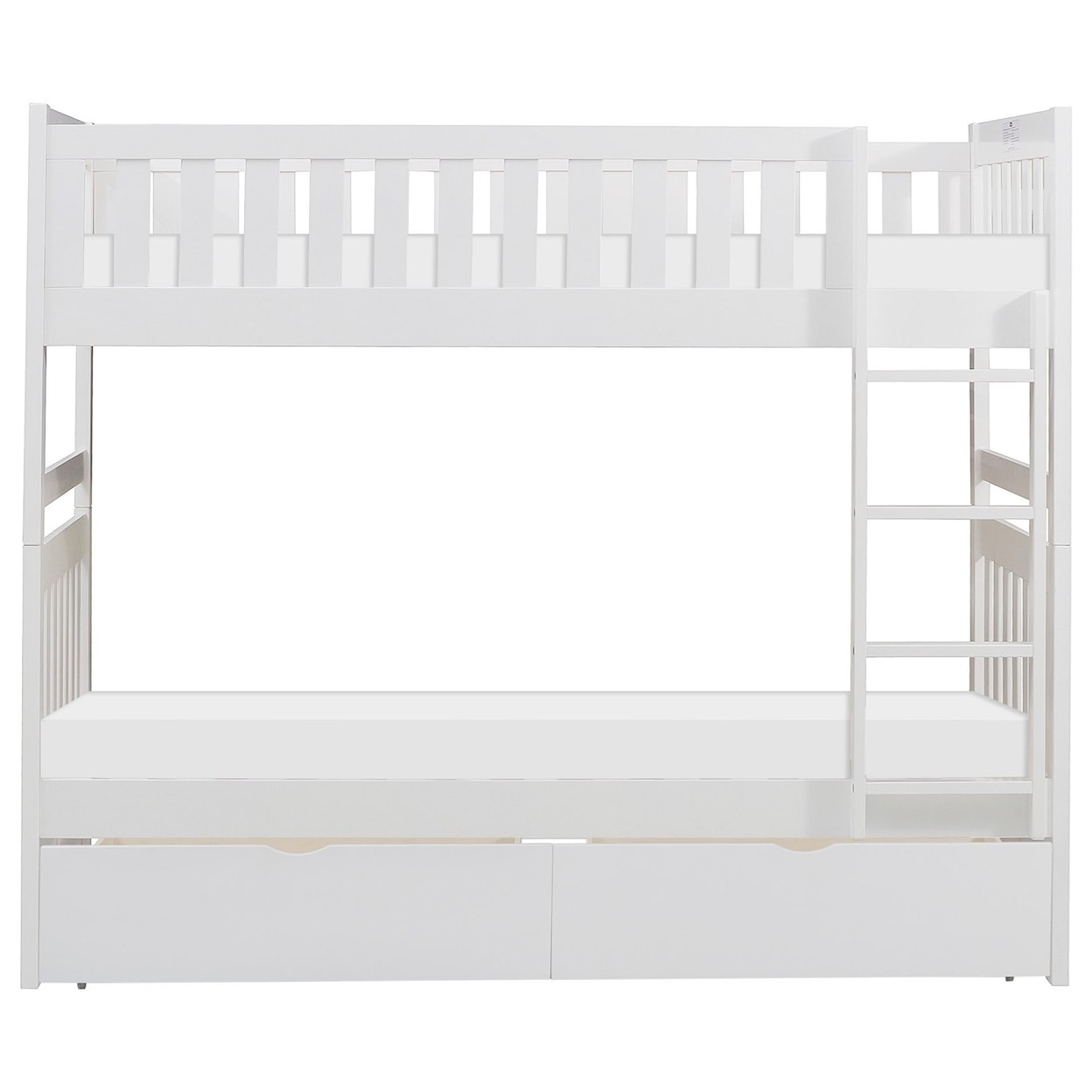 Home Style White Twin Over Twin Storage Bunk Bed
