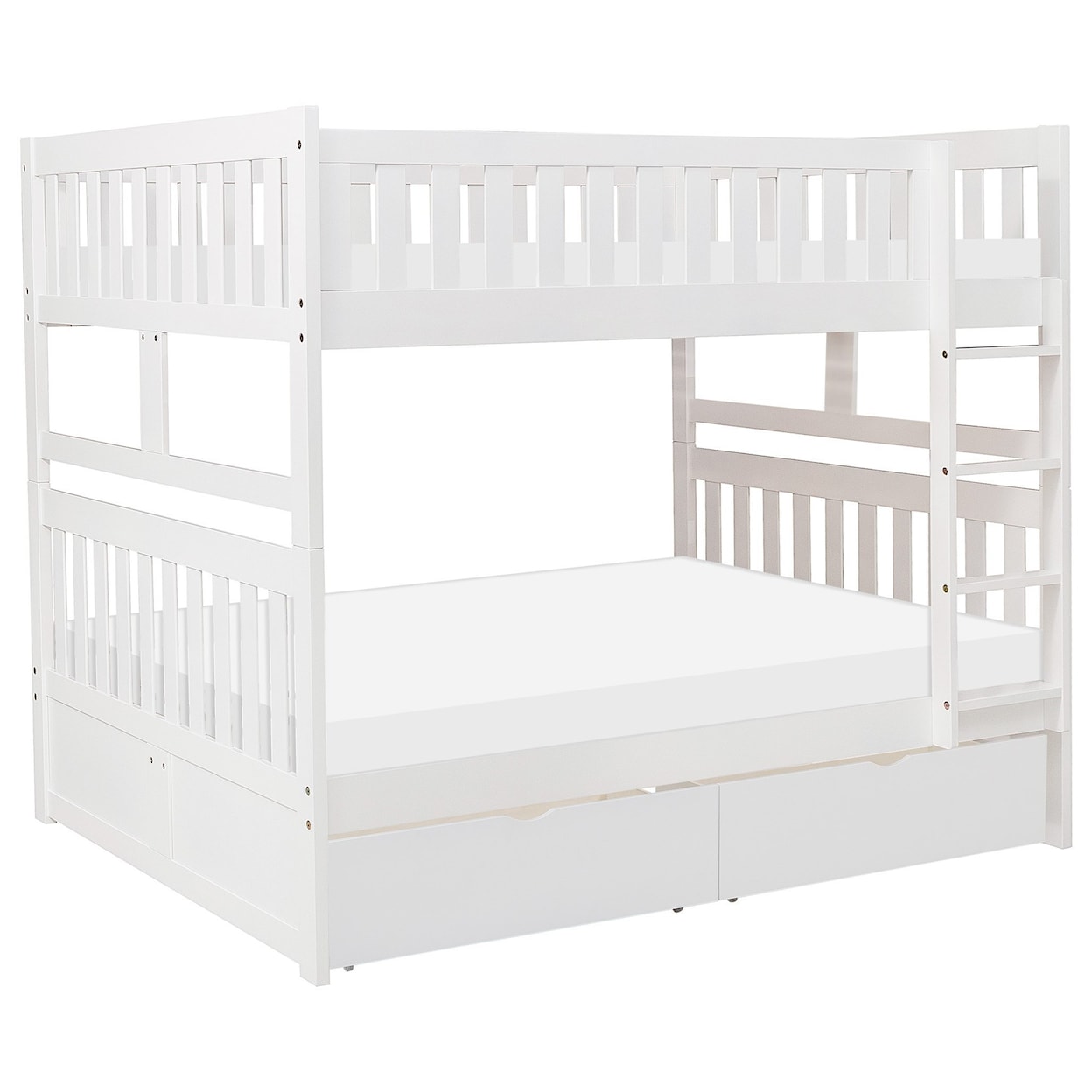 Home Style White Full Over Full Storage Bunk Bed