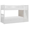 Home Style White Twin Over Twin Trundle Bunk Bed