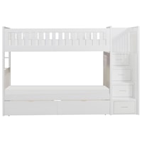 Casual Twin Over Twin Bunk Bed With Reversible Step Storage and Underbed Storage