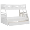 Home Style White Twin Over Full Storage Bunk Bed