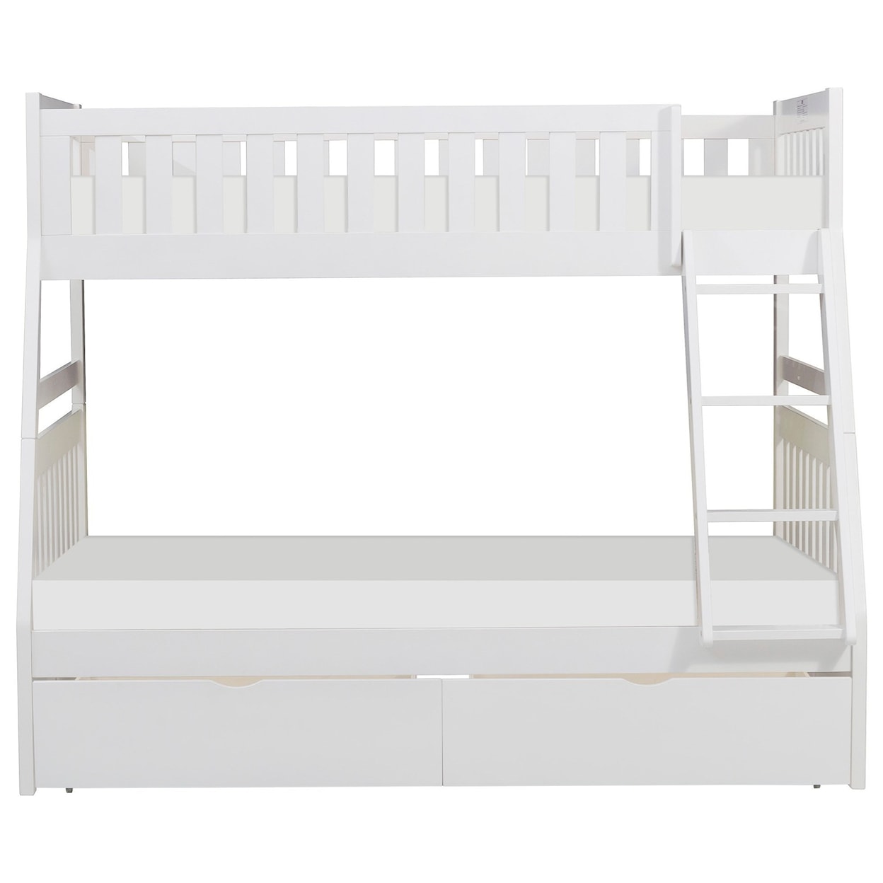 Home Style White Twin Over Full Storage Bunk Bed