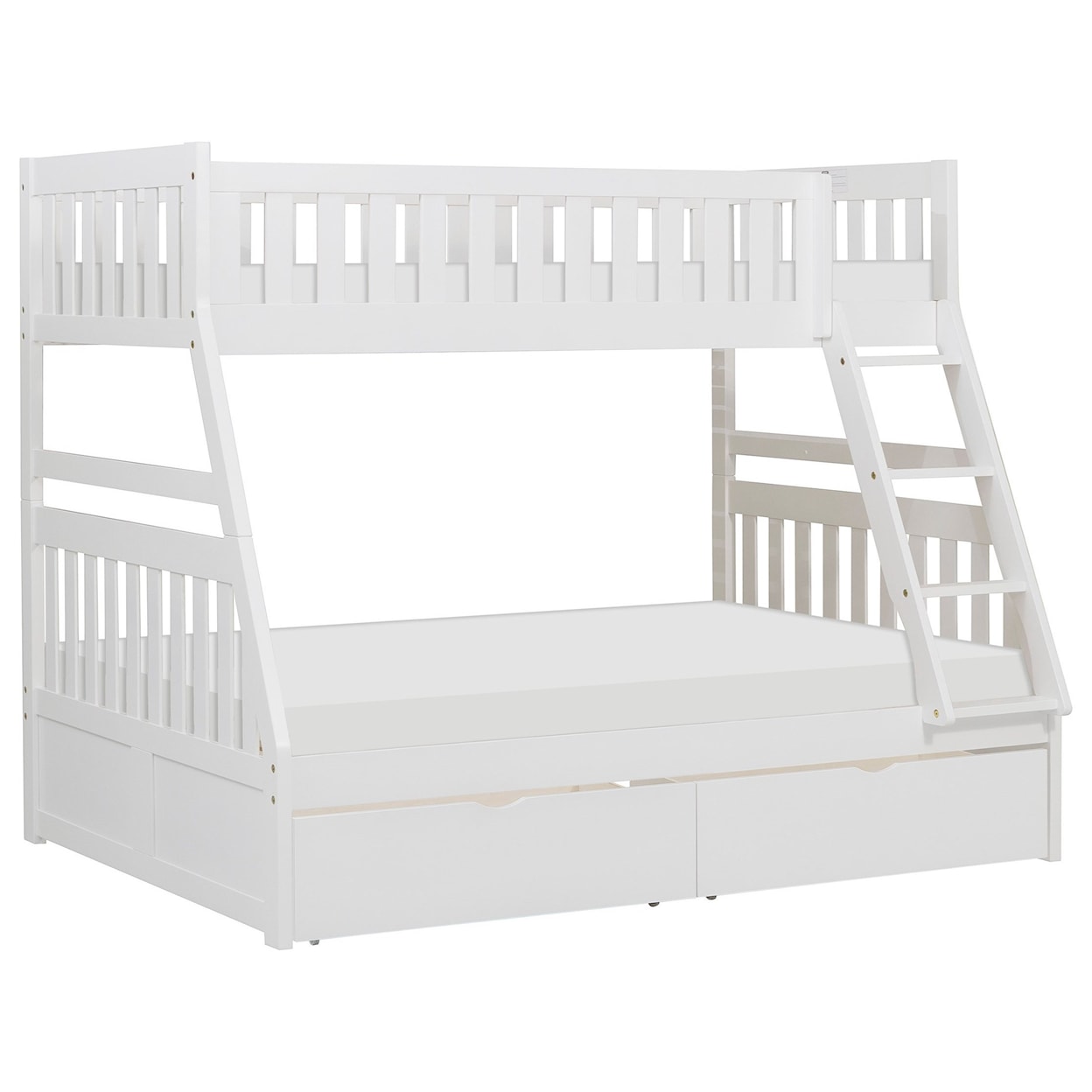 Home Style White Twin Over Full Storage Bunk Bed