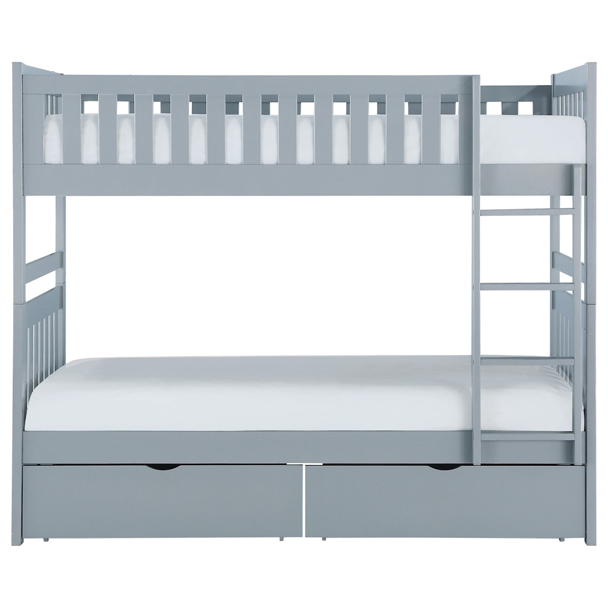 Home Style Gray Twin Over Twin Storage Bunk Bed