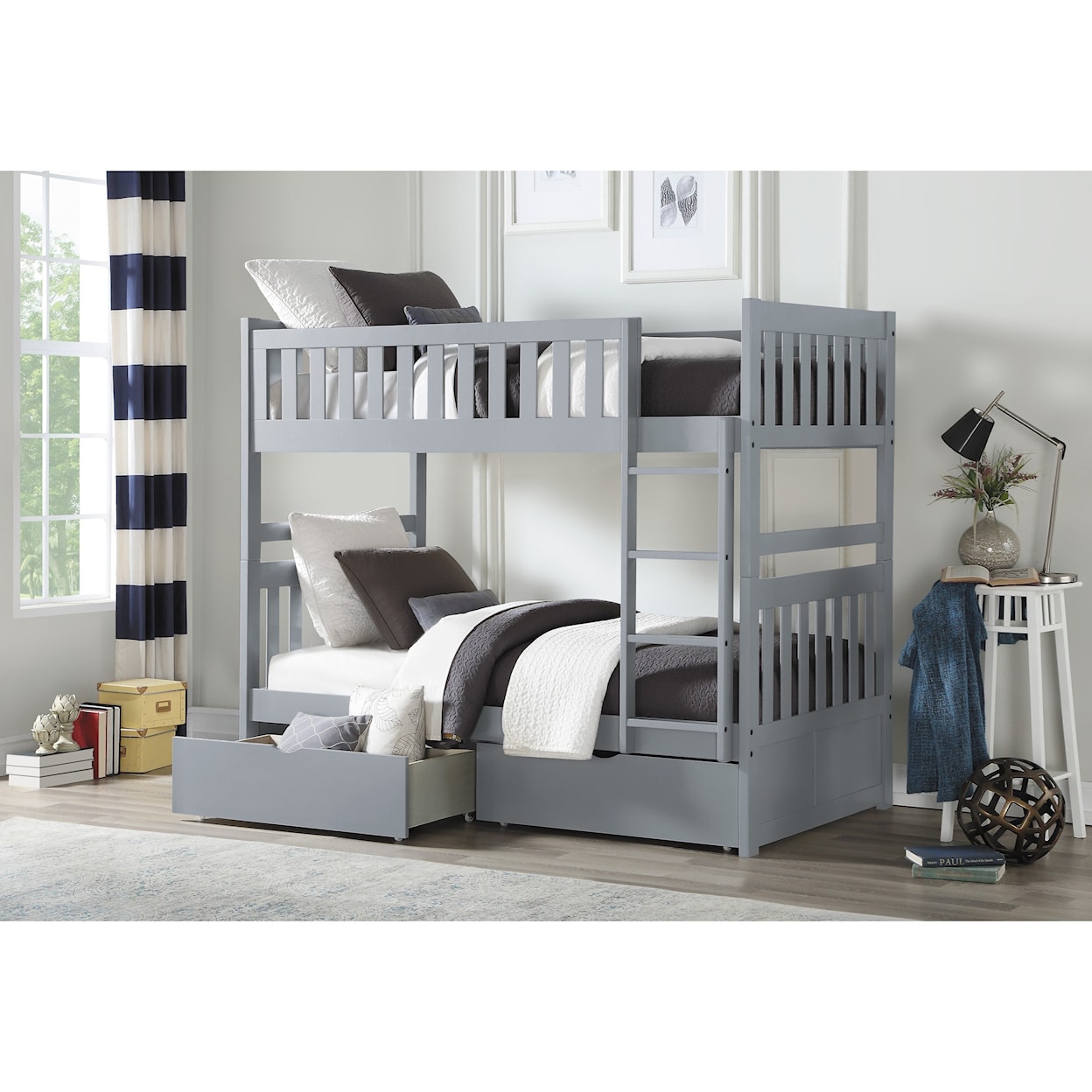 Homelegance Furniture Discovery Twin Over Twin Storage Bunk Bed