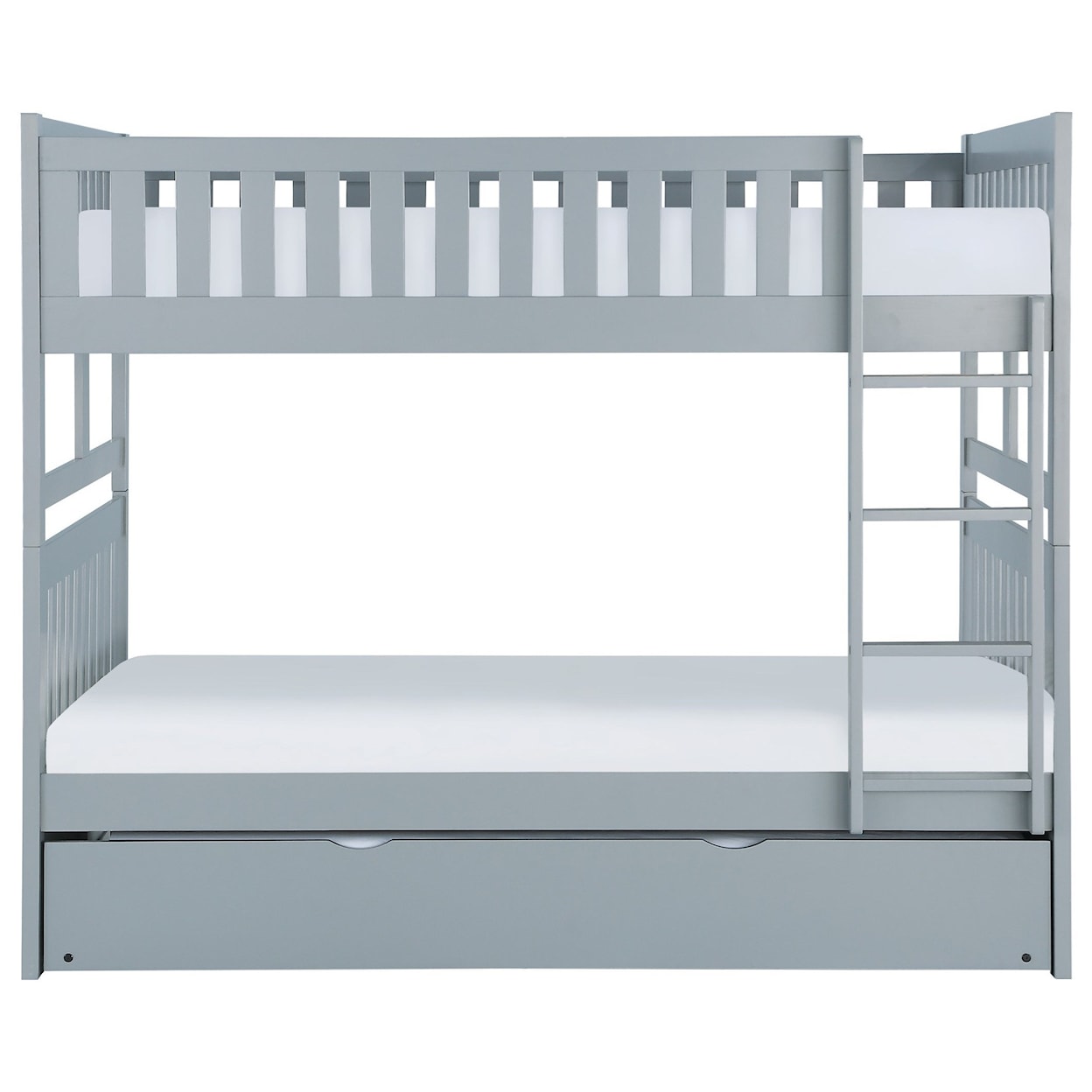 Home Style Gray Full Over Full Trundle Bunk Bed