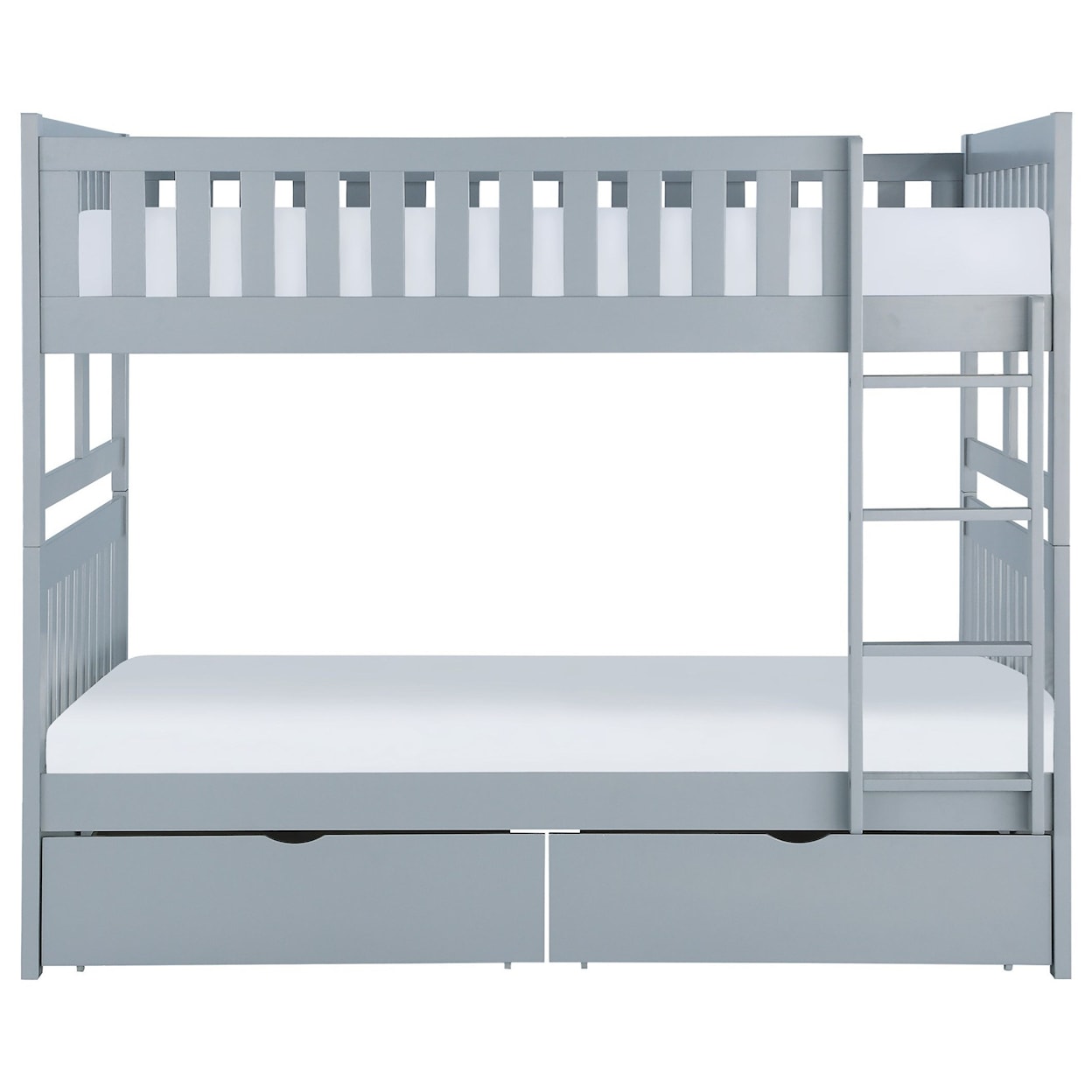 Home Style Gray Full Over Full Storage Bunk Bed