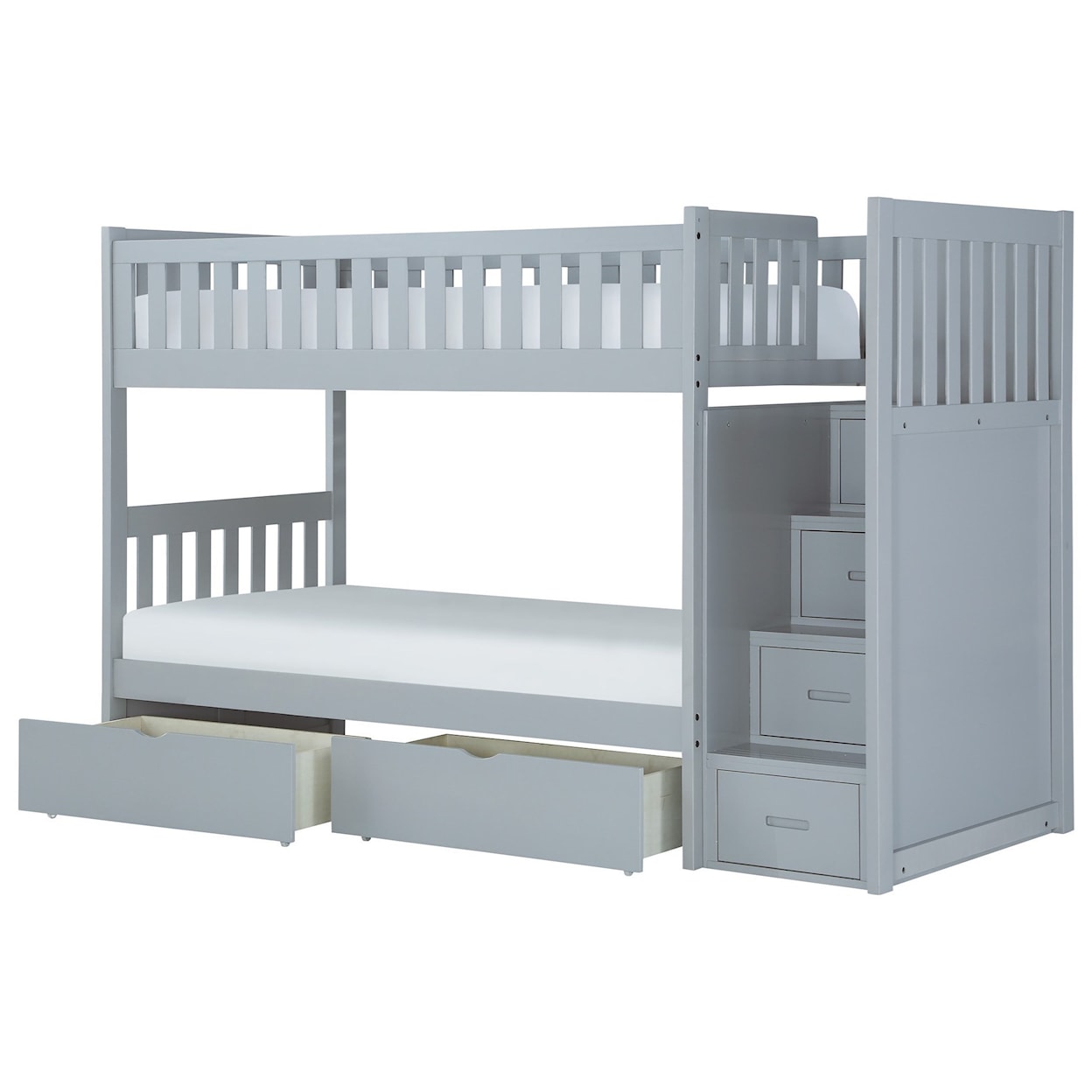 Homelegance Furniture Discovery Twin Over Twin Storage Bunk Bed