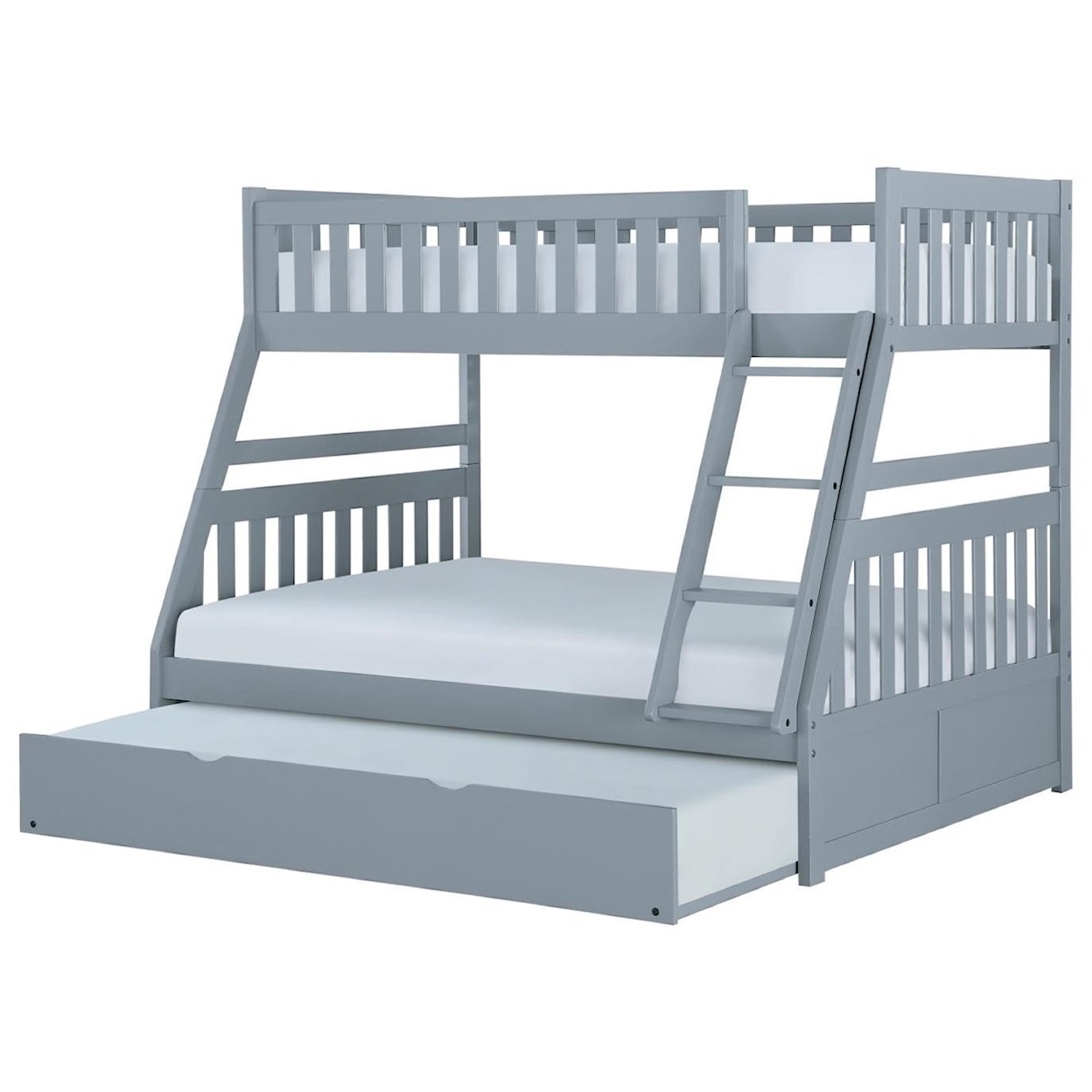 Home Style Gray Twin Over Full Trundle Bunk Bed