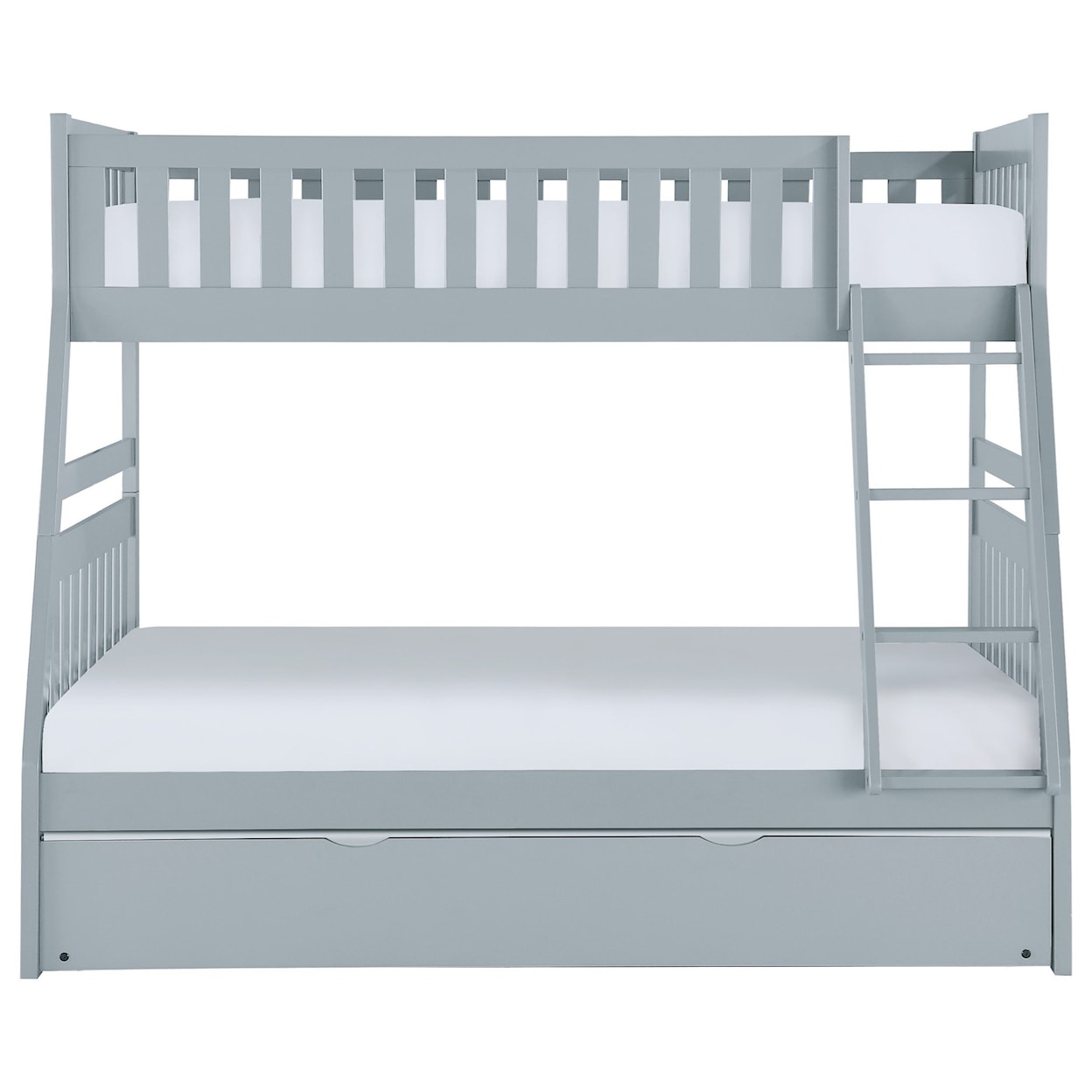 Home Style Gray Twin Over Full Trundle Bunk Bed