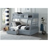 Home Style Gray Twin Over Full Storage Bunk Bed