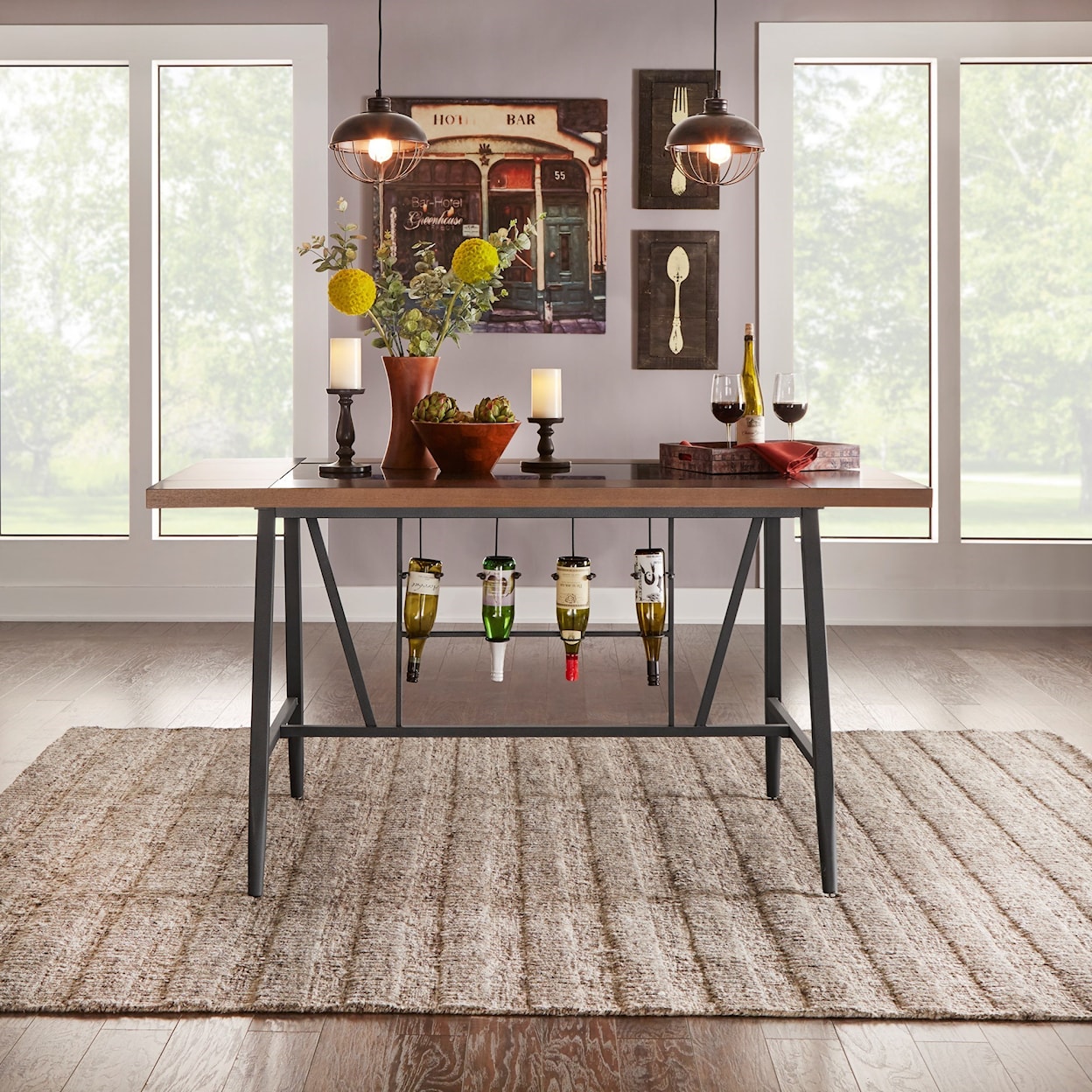 Homelegance Selbyville Counter Height Table with Glass Insert