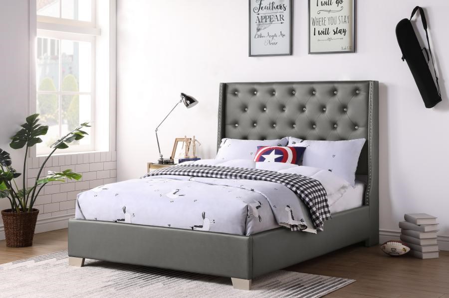 Homelegance SH228 SH228F1 Silver Full Upholstered Bed Dream Home