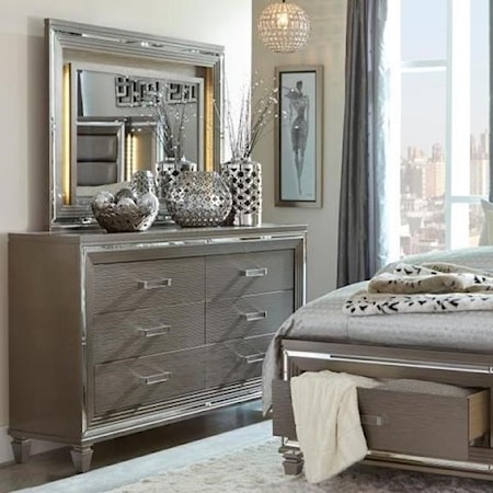 Dresser and Mirror Set