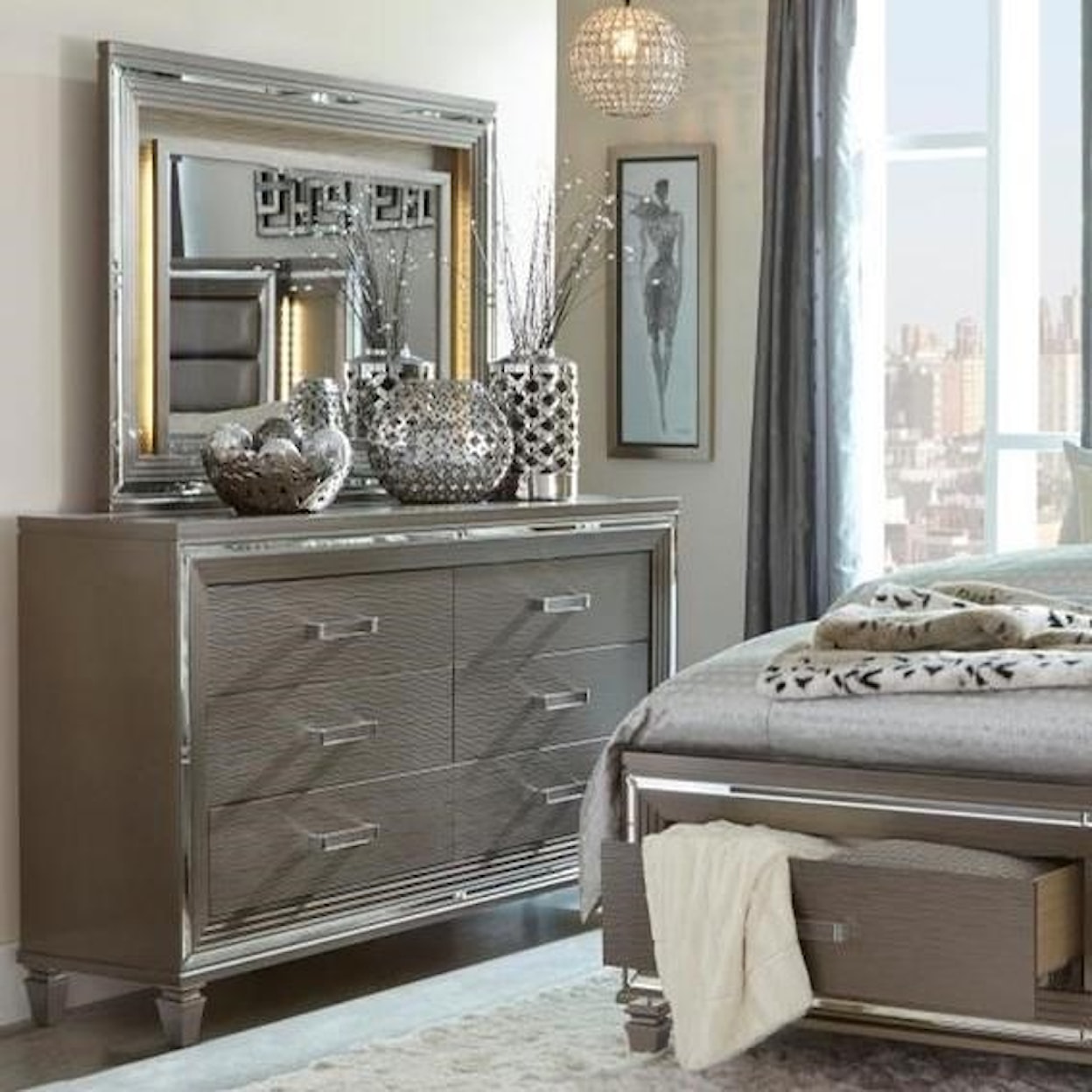 Homelegance Furniture Tamsin Dresser and Mirror Set