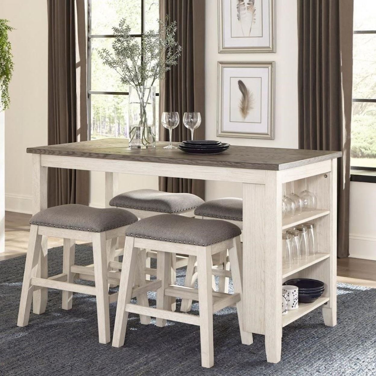 Home Style Walter 5-Piece Counter Height Table Set