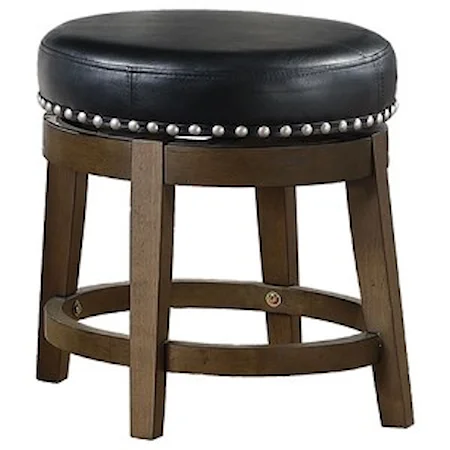 Transitional Round Swivel Stool with Nailhead Trim