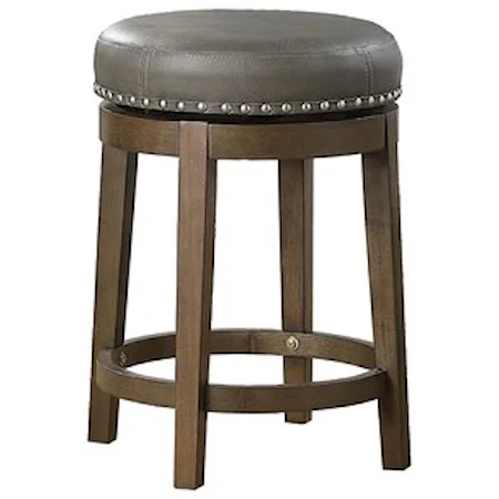 Transitional Round Swivel Counter Height Stool with Nailhead Trim