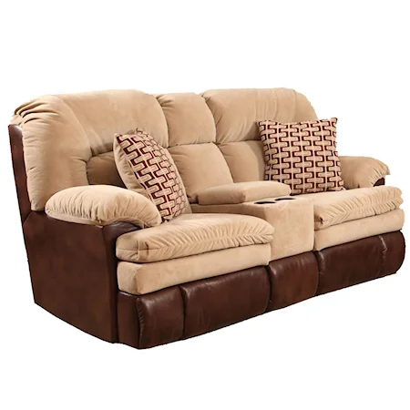 Casual Console Love Seat with 2 Accent Pillows