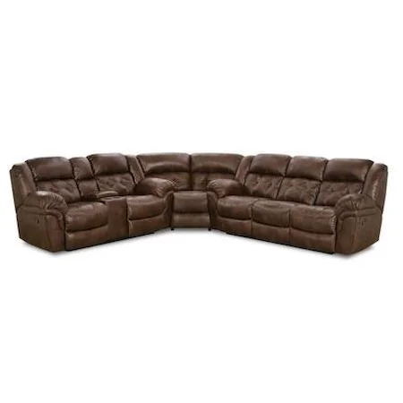 Casual Power Super-Wedge Sectional with Tufted Seats and Back