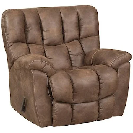 Casual Rocker Recliner with Overstuffed Biscuit Back Design