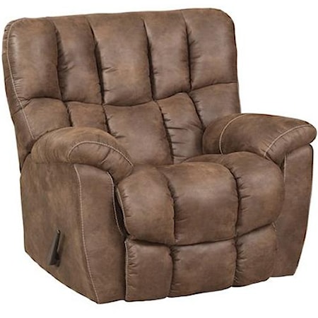 Casual Rocker Recliner with Overstuffed Biscuit Back Design